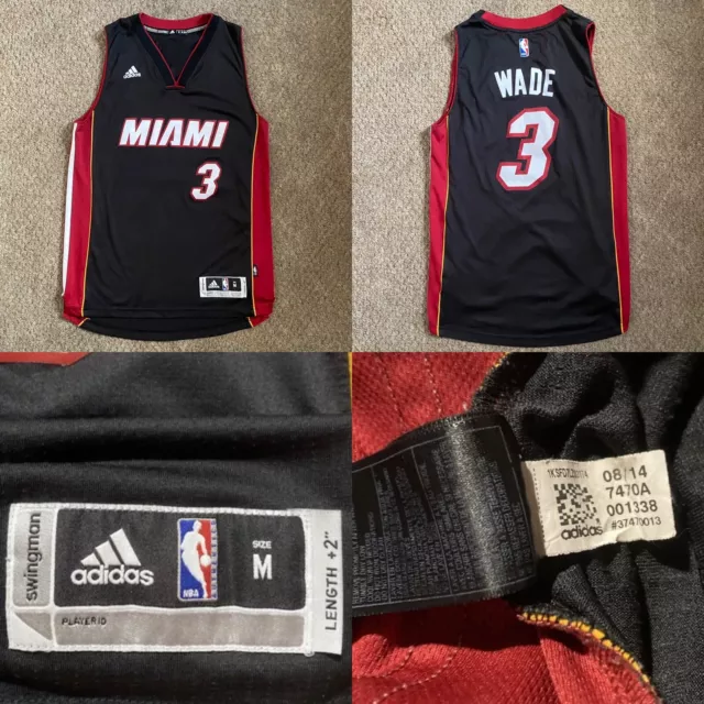 OFFICIAL Adidas Mens M #3 Dwayne Wade Miami Heat 2014-2015 NBA Basketball Jersey