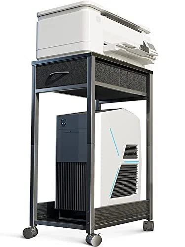 KKL Printer Stand with Storage, Computer Tower Stand with Fabric Drawer,
