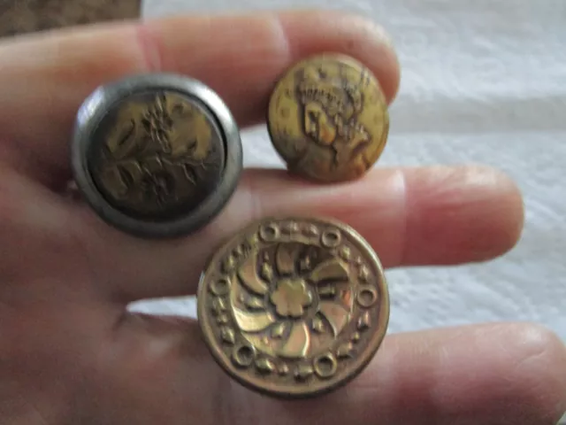 4 Antique Victorian Picture Hangers 3 Brass 1 White Porcelain Nail Type