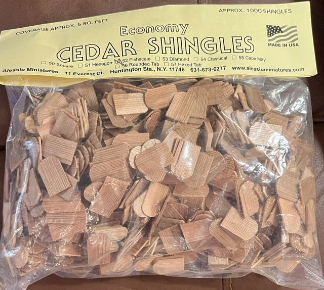 Dollhouse Cedar Shingles Wood Square 1:12 Scale 1000 Pieces Covers 5 Square Ft