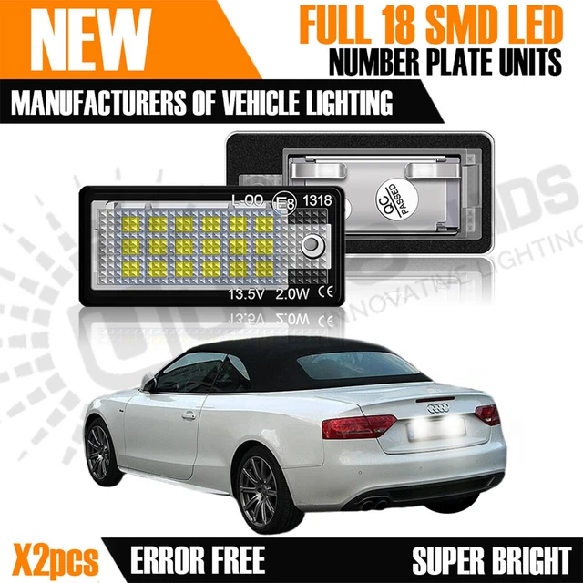 2x LED Number Plate Lights For Audi A3 2004-2012 – CANBUS Error Free, Xenon White