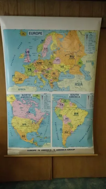 Nystrom Moderno Ed Europa North South America Mappa Pullover Giù Molla Carica