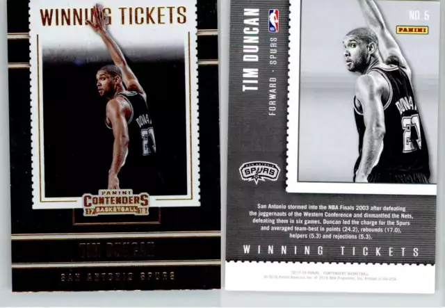 Tim Duncan 2017-18 Contenders Winning Tickets #5 Spurs