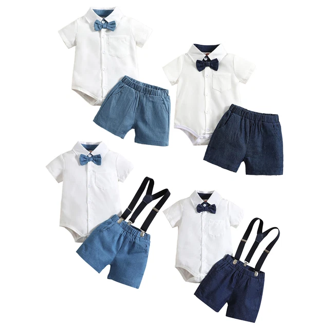 Abiti da gentiluomo bambini con sospensioni pantaloncini fiocco tuta