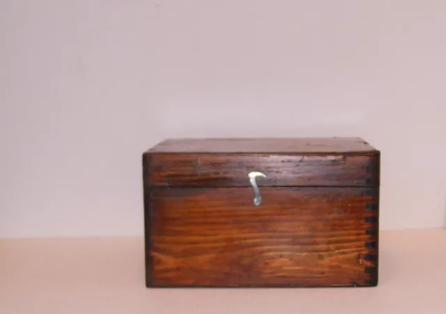 Golden antique Victorian vintage oak pine wood box for trinkets jewellery chess