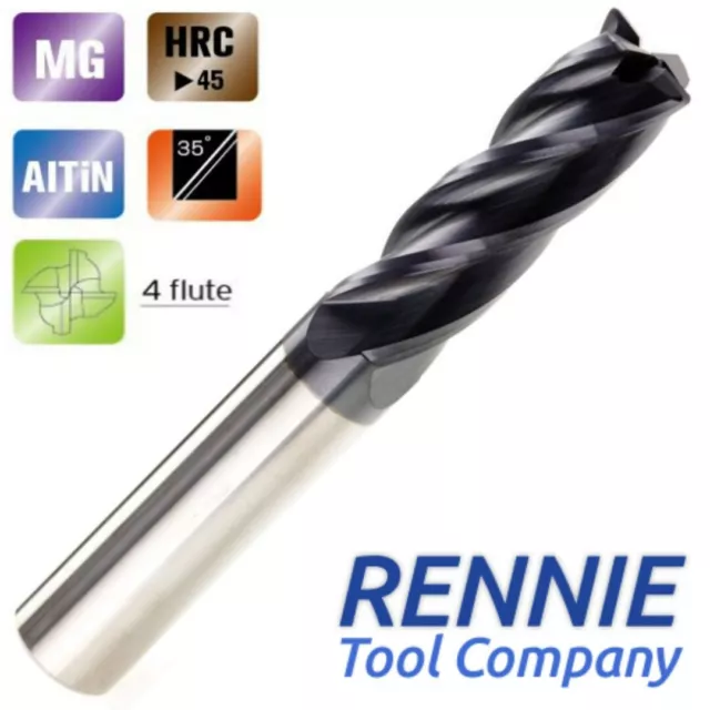 Solid Carbide End Mill 4 Flute TiAlN Coated. Micrograin Carbide. Slot Drill.