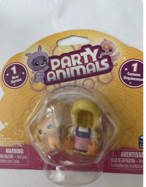 NEW PARTY ANIMALS TOY 1 YELLOW BEAR & 1 PANDA COSTUME 2010 Spin Master