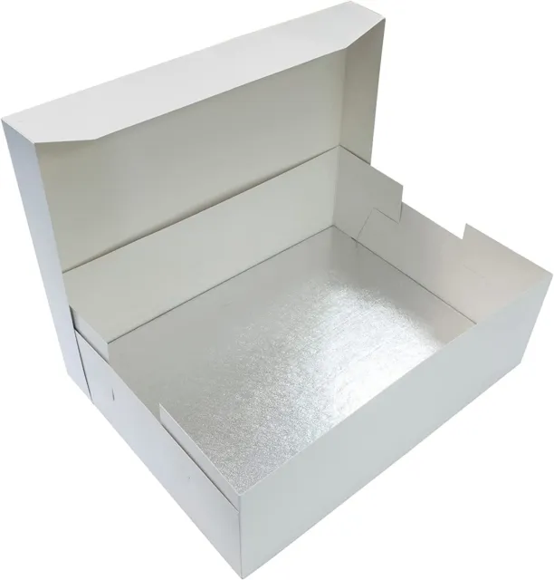 Culpitt 16" (406 x 304 mm) tablero de pastel y caja de pastel blanco combo, plata oblonga