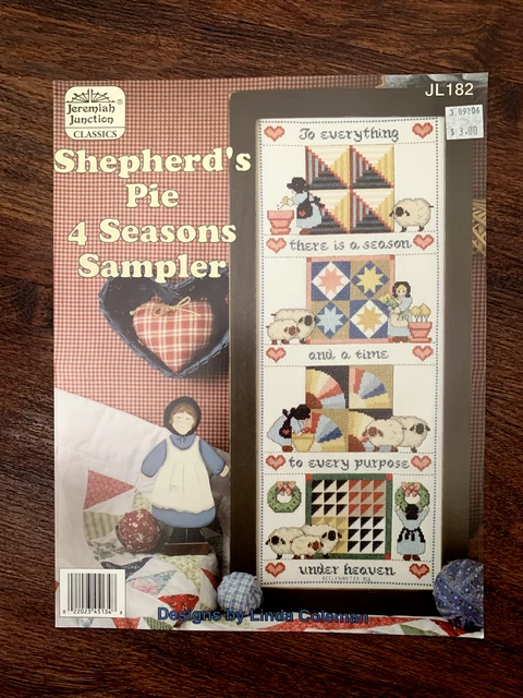 1985 JEREMIAH JUNCTION "Shepherd's Pie 4 Seasons Sampler" Cross Stitch Chart OOP
