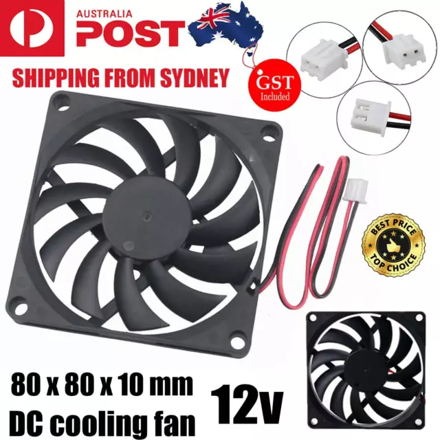12V 8010 DC Fan 2 Pin Brushless for PC Computer Hydroponics Cooling 80x80x10mm A
