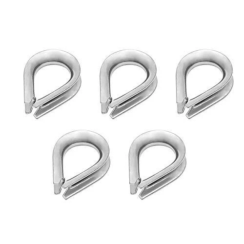 5pcs M10 304 Stainless Steel Thimbles for 3/8" Dia Wire Rope, Wire Rope Cable...