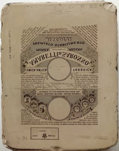 Meravigliosa Pietra Litografica Lazzaroni Amaretti Di Saronno Finemente Incisa