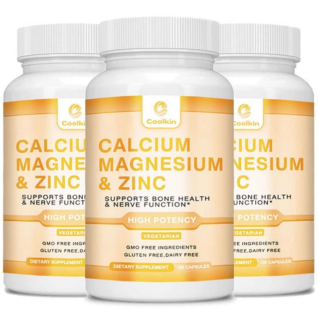 Complément Alimentaire Calcium Magnésium Zinc - 120 Capsules 1425mg - Soutien Immunitaire & Os