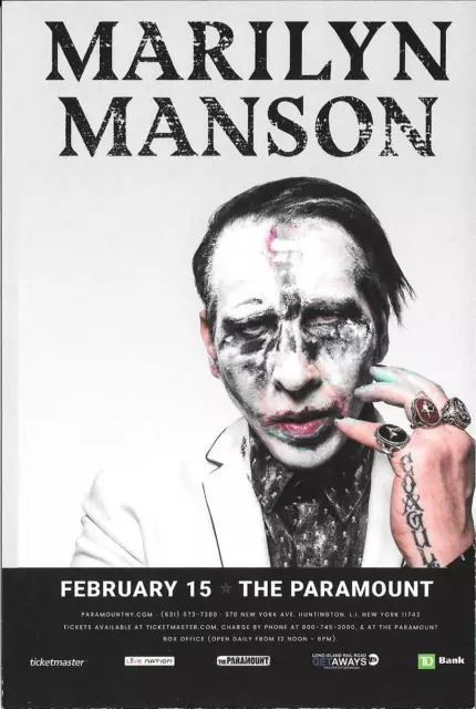 MARILYN MANSON Concert Handbill Mini Poster  NY 2018 Robin Trower Heaven Upside