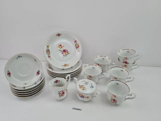 Kaffeeservice Porzellan Bayreut gloria Royal 6 Personen Blumen #242486