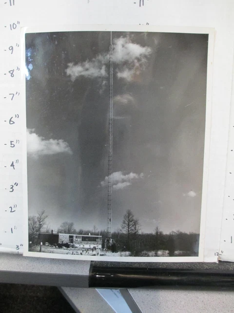 TV studio station photo 1950s WNET Providence RI antennae building DARK