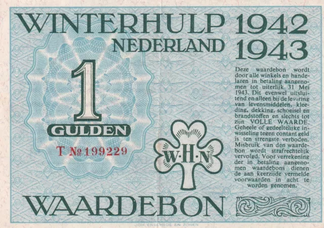 Netherlands 'Winterhulp' 1 Gulden 1943 VF