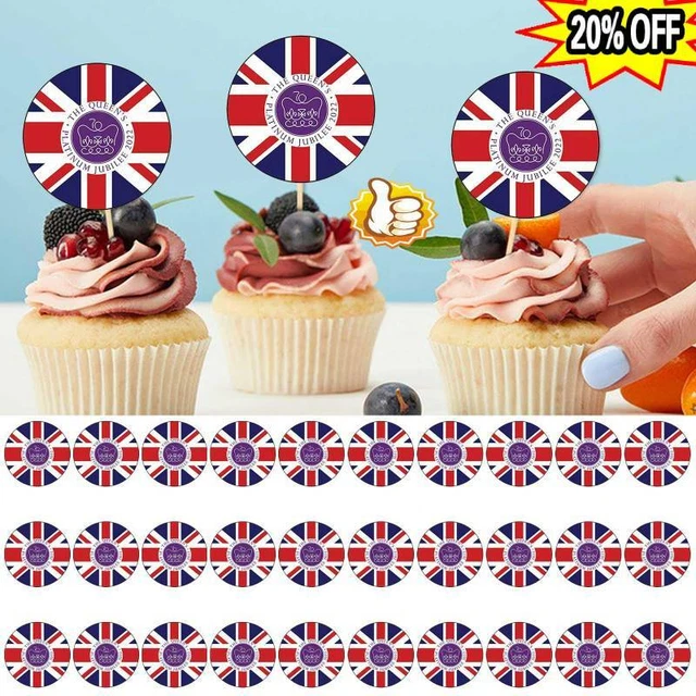 12X QUEEN ELIZABETH Platinum Jubilee Cupcake Toppers Precut Decors