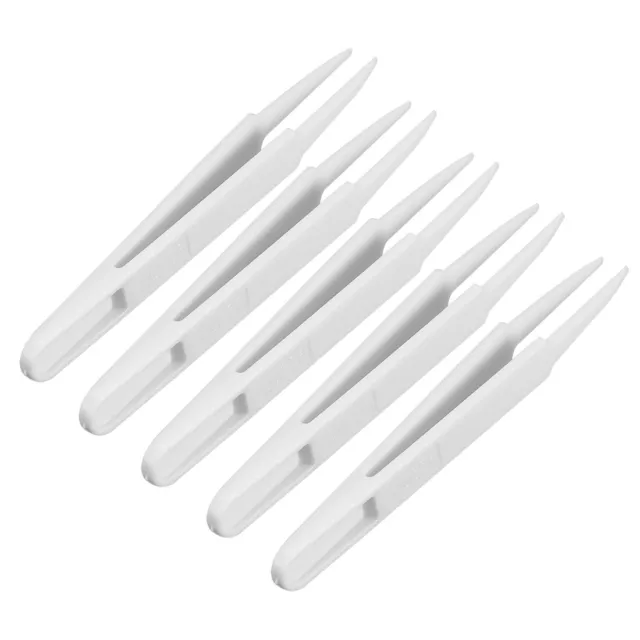 5pcs Weiß Weicher Kunststoff Spitze Antistatische Pinzetten 4,7 Zoll Länge