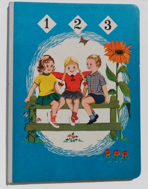 VINTAGE 60S COUNTING Board Book Children Playing Strawberries 123 Early