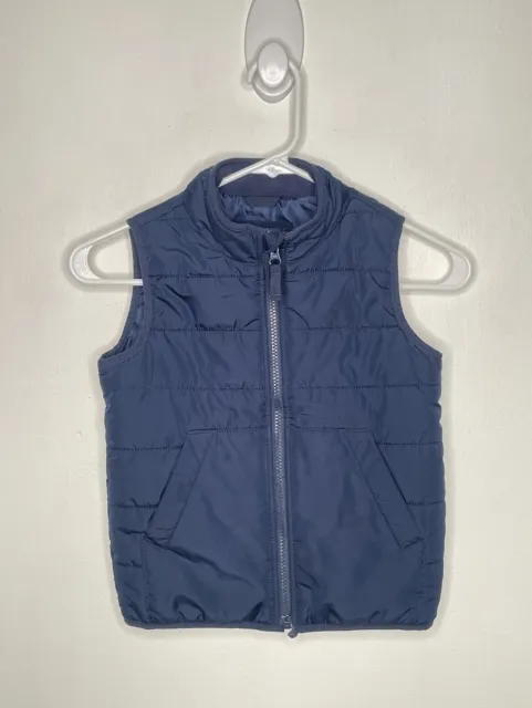 Childrens Place Puffer Vest Boys Size 5T Sleeveless Navy Blue Layering Zip Up