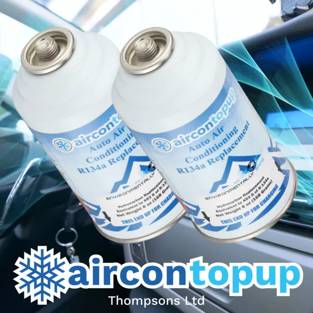 Car Aircon Air Con Air Conditioning Top Up Recharge Refill Regas Can x 2 DIY Gas