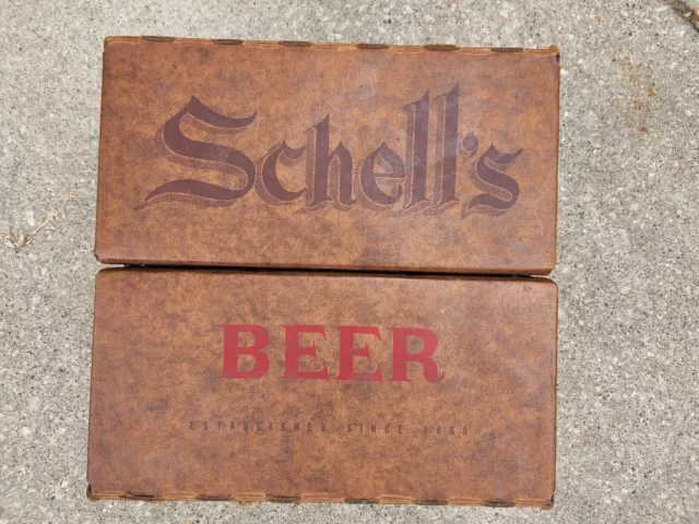 Vintage Schell's Beer Waxed Cardboard Beer Bottle Box Crate Case 