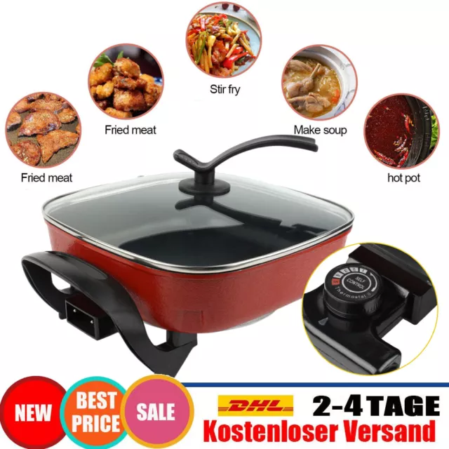 Elektro Grillpfanne Hot Pot Multifunktions Grill Bratpfanne Pizzapfanne 5L