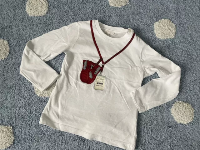 Orig. Gucci Baby Kinder T Shirt Bluse Top Langarm Gr. 3 Jahre/ 98 cm Weiß