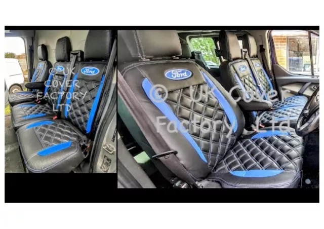 Ready In Stock!! Van Seat Covers For Ford Transit Custom Blue Bentley 24Ford
