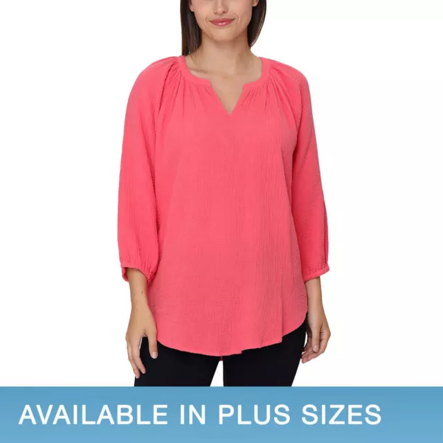 Nicole Miller Ladies' Gauze Top_NEW_W_TAG_Pink (Coral)_Sz: 2X