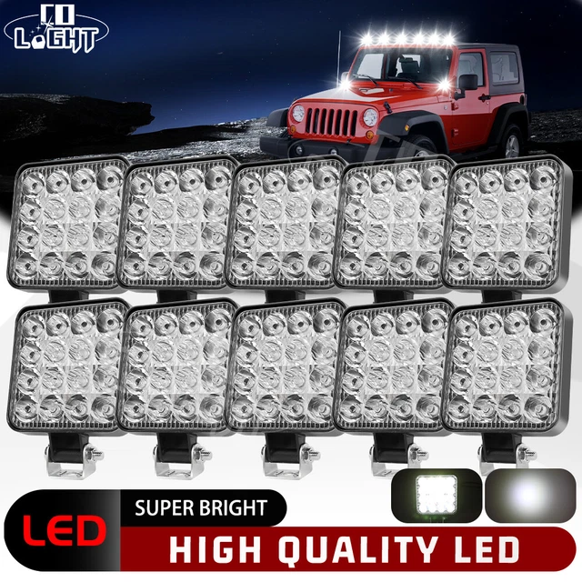 2 Phares LED Travail 48W - IP67 Étanche - 12V/24V - Pour Tracteur, Camion, VTT - Montage 360°