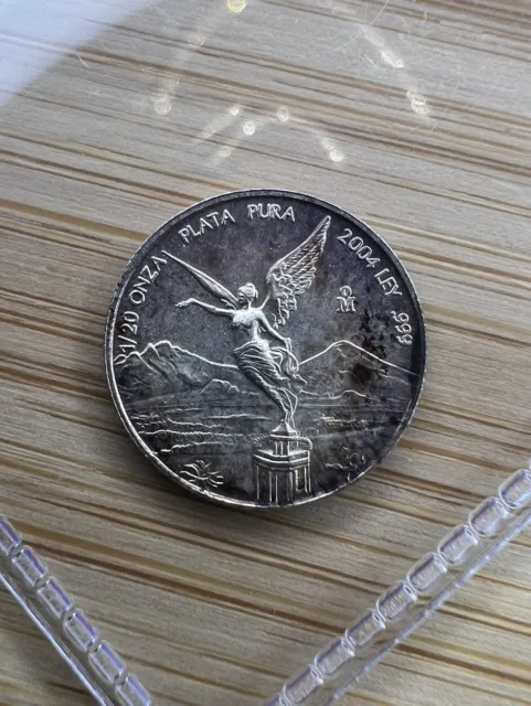 2004 1/20 oz Mexico Silver Libertad Coin Toned