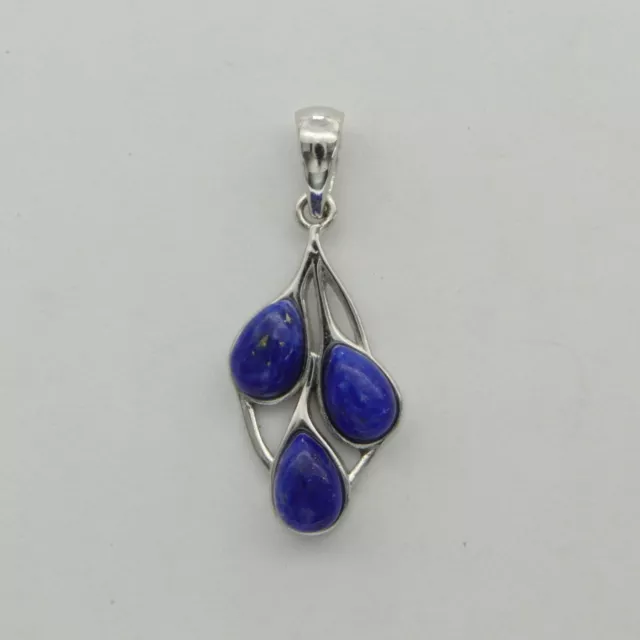 Natural and Genuine Blue Leaf LAPIS LAZULI Pendant - 925 STERLING SILVER #98e