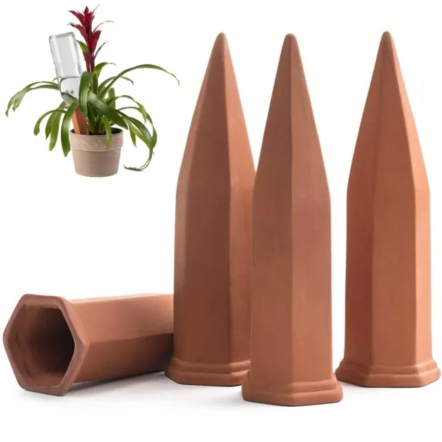 Ceramic Terracotta Self Watering Spikes (4 Pack) Vacation Automatic Plant Wat...