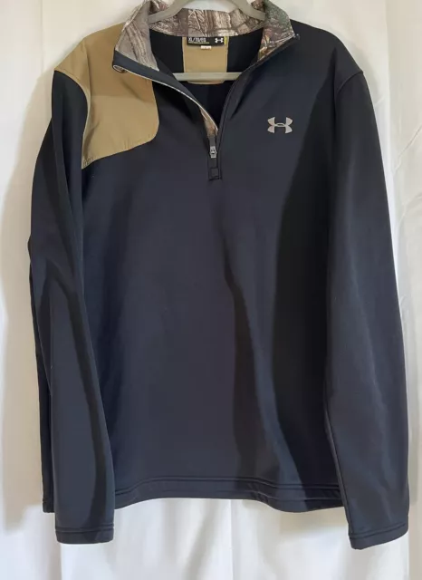 Under Armour Mens XL Realtree Camo 1/4 Zip Sweater Loose Fit Pullover