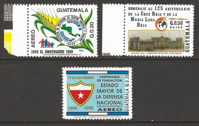 Guatemala 1990-91 Scott C837-9 Red Cross Plus 2 Mint Nh