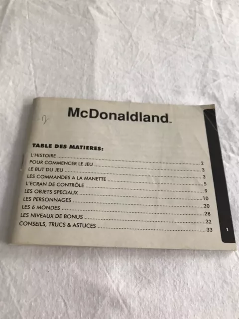 Notice Du Jeu Super Nintendo Mcdonaldland - Mode D’emploi Snes - Manuel Nintendo