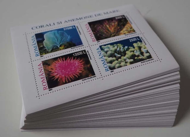 2001 Rumänien; 200 Blocks Meerestiere, postfrisch/MNH, Bl. 318, ME 1400,-