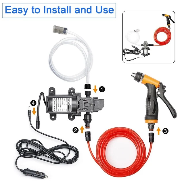 Kit portable pompe à lavage de voiture auto-amorçante 12 V pour nettoyage de l