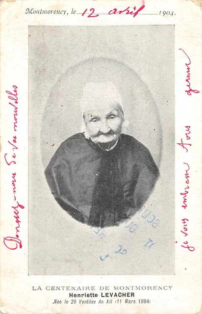 CPA 95 LA CENTENAIRE DE MONTMORENCY HENRIETTE LEVACHER (Back Undivided)