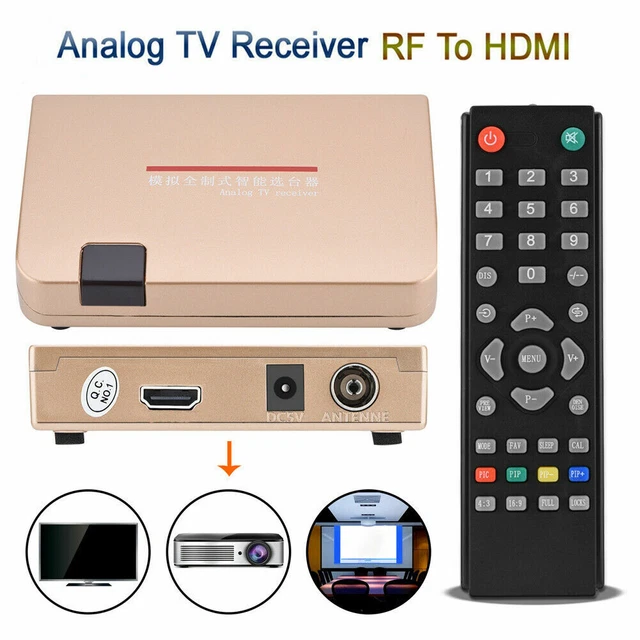 RF to Converter Analog TV Receiver Adapter with Remote Control Power Supply
