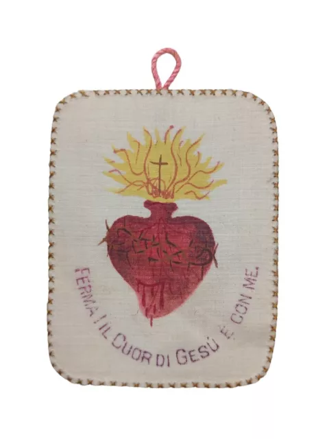 *HH* Antico Scapolare ex voto votiva devozionale religiosa sacro cuore di Gesù