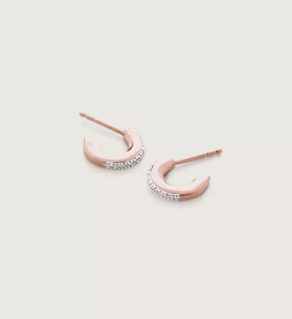 Monica Vinader Fiji Small Skinny Hoop Diamond Earrings 18ct Rose Gold Vermeil