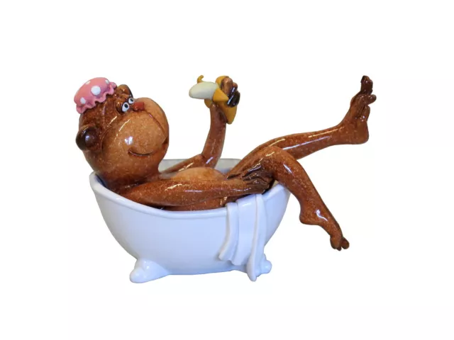 Affe in Badewanne Deko Afrika Tier Figur Skulptur Schimpanse Gorilla Pavian