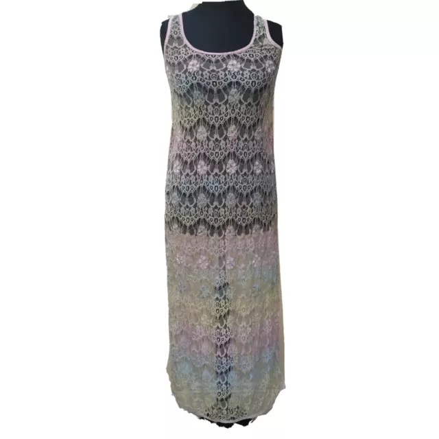 River Island Pacha Ombre lace tunic maxi dress Size Small beach cover up bead