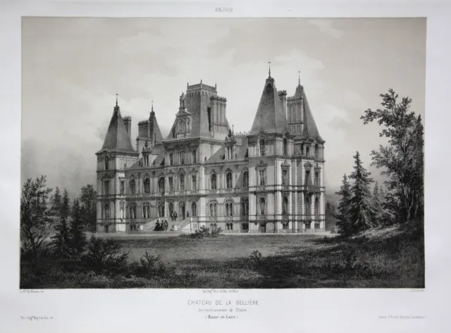 Chateau de la Belliere Arrond. Cholet Maine et Loire Anjou Lithographie Wismes