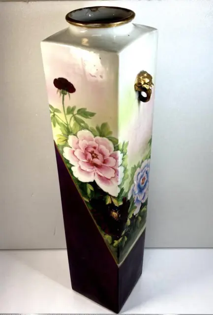 FUKAGAWA SEIJI KINTSUGI FLOWER SHISHI LION Vase 24 inch Old Japanese Antique Art