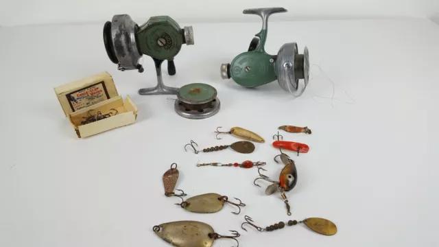 VINTAGE FISHING TACKLE Lot Swiss Made Thommen Spinning Reel Record Reel  Lures $189.00 - PicClick