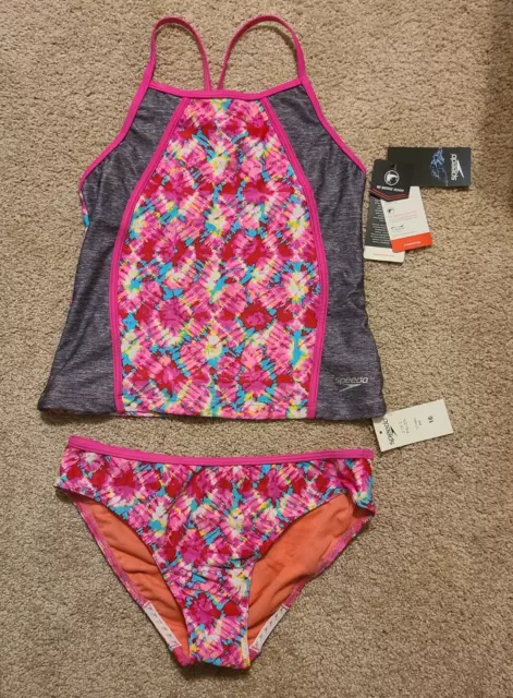 NWT Speedo Youth Girl’s Size XL 16 Two Piece Swimsuit Bathing Suit Tankini Swim